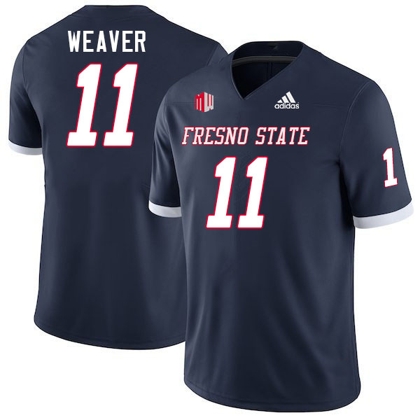 Men #11 Dashiell Weaver Fresno State Bulldogs College Football Jerseys Stitched-Navy